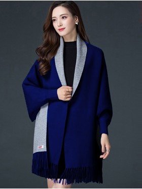 Cashmere Feeling Open-Front Cape W/Sleeves